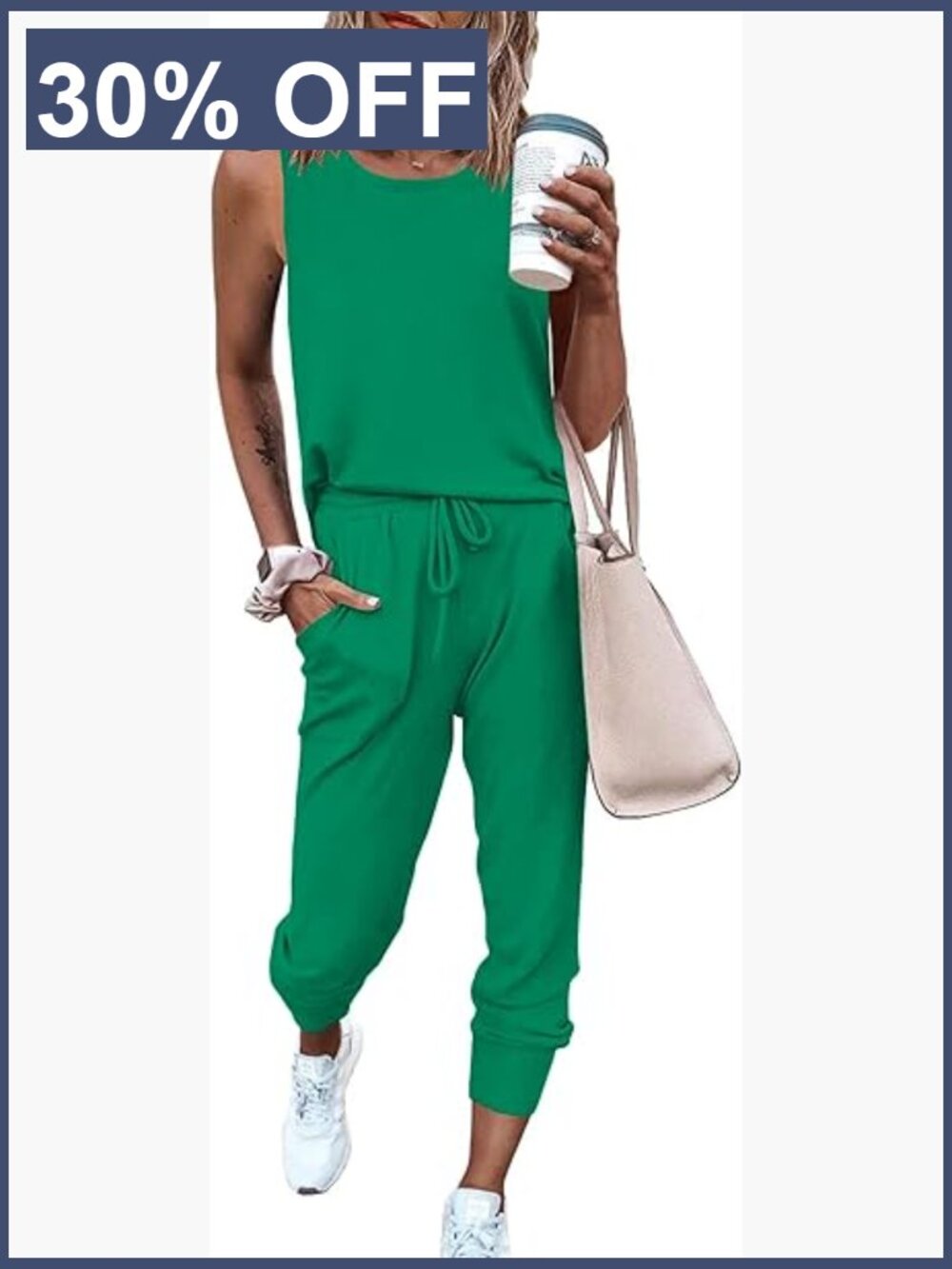 Sleeveless Tank Top and Jogger Set - Matching Lounge Wear, Medium